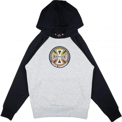 Independent Youth Split Cross Raglan Hood Black/Heather Grey