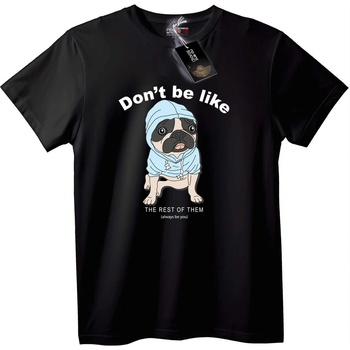 NOONEBRAND Тениска Мопс 'Не бъди като останалите' - 2XL, Black