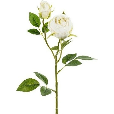 PartyDeco Umělá květina – Růže se dvěma poupaty, 55 cm, světle krémová
