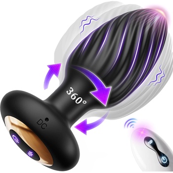 SuperLove 360 Twister Vibrating Anal Plug with 2 Motors & Remote Black