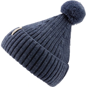 Sterntaler Детска зимна шапка (beanie) Sterntaler Kid's Knitted Beanie Melange Bobble Beanie - Mittelblau - размер 47 cm (904-2487-0213)