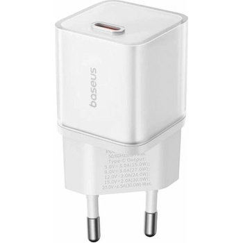 Baseus Мрежово зарядно устройство Baseus GaN5S Fast Charger 1C, 30W, 1 x Type-C F, Бял - 40405