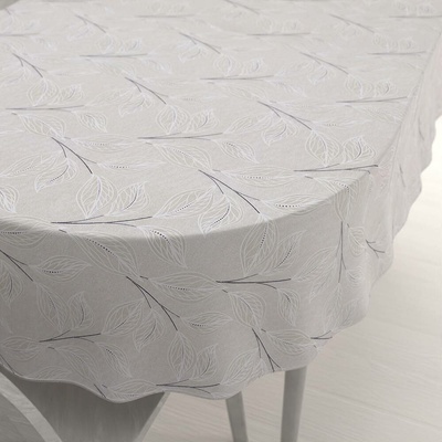 Biante Velký dekorační oválný ubrus Leona LN-164 Pnoucí lístky na režném 180x260 cm