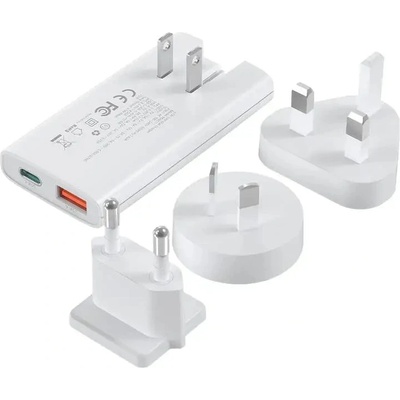 Choetech Мини зарядно устройство за пътуване Choetech PD6011, PD65W, GaN, USB-A + USB-C, бяло (KXG0079506)