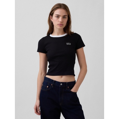 GAP Ребрести тениска с лого GAP GAP | Cheren | ЖЕНИ | L