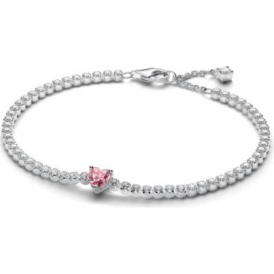 PANDORA tenisový náramek Růžové třpytivé srdce 20 590041C03-20