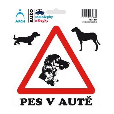 informační samolepka, "PES V AUTĚ", 150x175mm