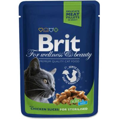 Brit Premium Cat Pouches Chicken Slices for Sterilised 4 x 100 g