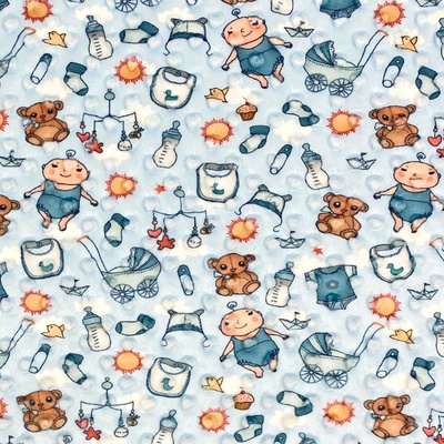 Minky s 3D puntíky světle modré, BABY, š.140