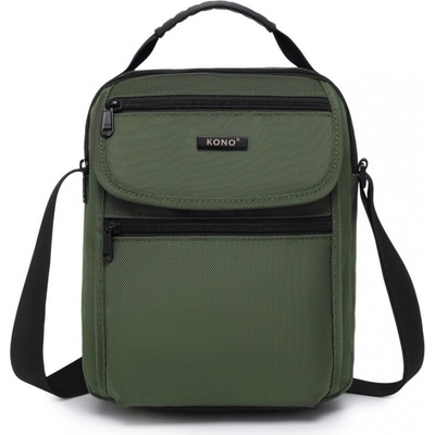 KONO Pánská crossbody taška vícepřihrádková zelená