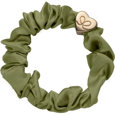 By Eloise London Silk Scrunchie Gold Heart Ластик за коса за жени цвят Olive Green