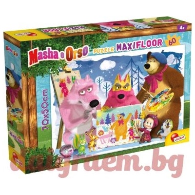 Lisciani Пъзел lisciani 92987 - 60 части - Маша и Мечока, Да рисуваме заедно (li92987)
