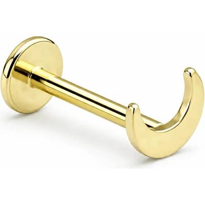 Šperky Eshop Piercing do rtu a brady ze žlutého 14K zlata s měsíčkem S3GG294.14