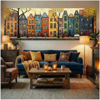 Obraz na plátně - Zapadlá ulička Winghamu FeelHappy.cz Rozměr obrazu (Šířka x Výška): 300 x 100 cm