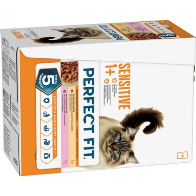 Perfect Fit Sensitive 1+ kuřecí a losos 12 x 85 g