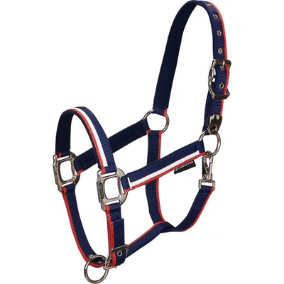 EQUESTRO Set ohlávky s vodítkem White Trim navy red