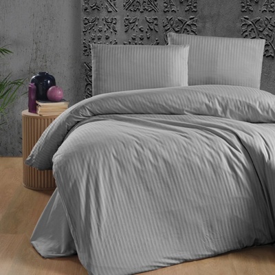 TiaHome Obliečky damaškové svetlo sivé70x90 140x200