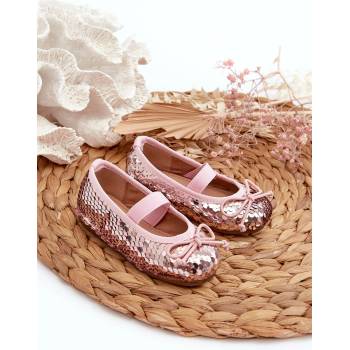 Weries dětské balerínky zdobené flitry růžové