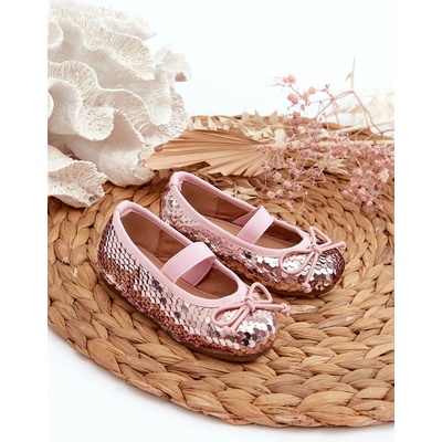 Weries dětské balerínky zdobené flitry růžové