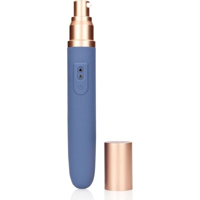 Shots Loveline Travel Vibrator with Lube Compartment and Pump Blue Horizon silikónový vibrátor s dávkovačom lubrikantu 18,3 x 2,7 cm