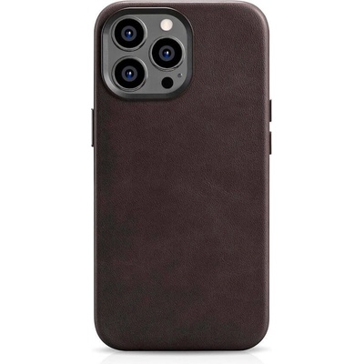 ICARER Leather Oil Wax MagSafe Case - кожен (естествена кожа) кейс с MagSafe за iPhone 14 Pro (кафяв)