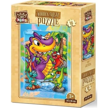 Image 1 of Art Puzzle Дървен пъзел Art Puzzle от 16 части - Динозавърчета (5857)