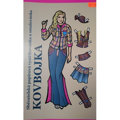 Kovbojka sběratelská papírová vystřihovánka a omalovánka