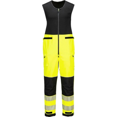 Portwest T150 PW3 Hi-Vis Salopettes Nepremokavé reflexné nohavice na traky žltá/čierna