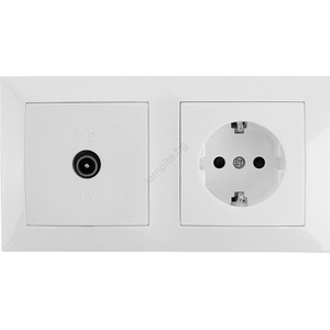 Aigostar - телевизионна розетка и SCHUKO розетка 230V в бяла рамка (AI2828)
