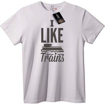 NOONEBRAND Тениска Обичам Влакове - 2XL, White