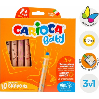 Carioca Wooden Pastelky 3v1 10ks+ořezávátko – Zboží Dáma
