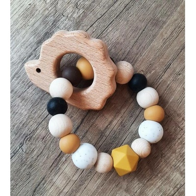 Argia beads přírodní kousátko dřevo ježek S0325