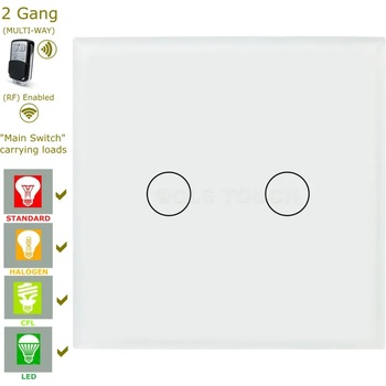 Image 1 of SUMMAO Rf Сензорен ключ за осветление с дистанционно - двоен - 40426