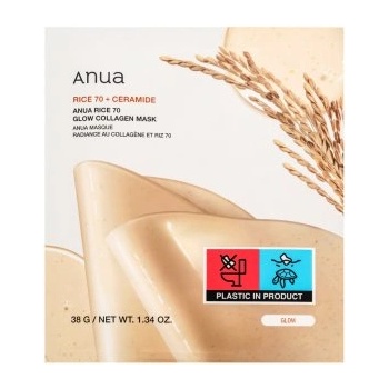 Anua Rice 70 + Ceramide освежаваща гел маска Glow Collagen Mask 4 x 38 g