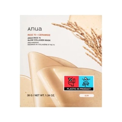 Anua Rice 70 + Ceramide освежаваща гел маска Glow Collagen Mask 4 x 38 g