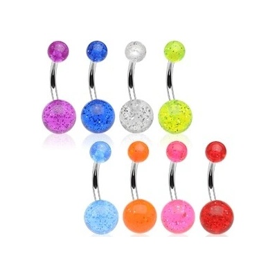 Šperky4U piercing do pupíku banánek se třpytkami BA01077-G
