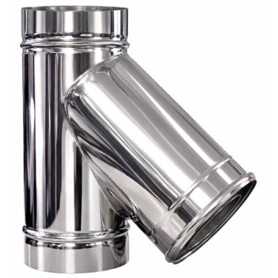 MG Inox Изолиран иноксов тройник ИМИТАФ (Двоен имитаф) на 45° - Ф150 (Ф150-Ф200 мм, имитаф)