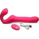 Strap U MightyThrust Thrusting & Vibrating Strapless StrapOn with Remote Pink