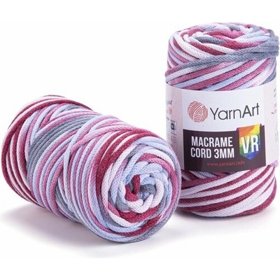 YarnArt Macrame Cord VR 3mm 917 vínovo-světle-šedá