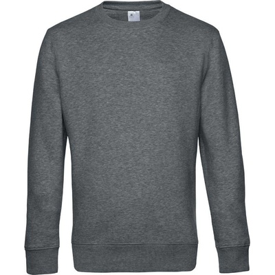 B&C KING Crew Neck pánska mikina sivá heather mid