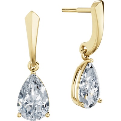 DF dámske náušnice 6425, žluté zlato s laboratorními diamanty o celkové váze 3.00 ct VS1/F