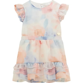 Guess Нежна шифонена рокля със свободна кройка за мини момиче с метално лого Guess