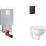 GROHE Uniset - Комплект за стенен монтаж, тоалетна, седалка SoftClose и бутон Even, фантомно черно SANI15BB5101 (SANI15BB5101)