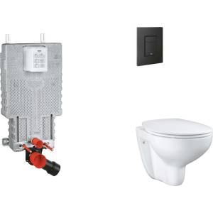 GROHE Uniset - Комплект за стенен монтаж, тоалетна, седалка SoftClose и бутон Even, фантомно черно SANI15BB5101 (SANI15BB5101)
