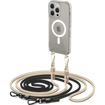 Tech-Protect Кейс Tech-Protect FlexAir Chain MagSafe за iPhone 15 Pro, черно и бежово (9490713936856)