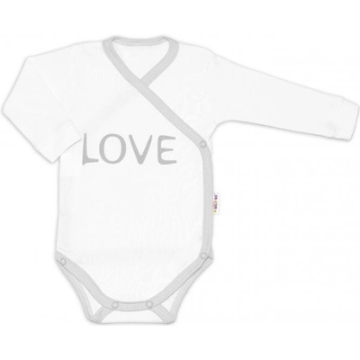 Baby Nellys Body dlhý rukáv Love zapínanie bokom biele