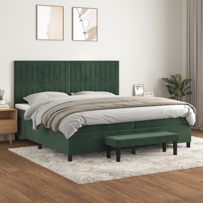 vidaXL 11461.3137986 Boxspring postel s matrací tmavě zelená samet