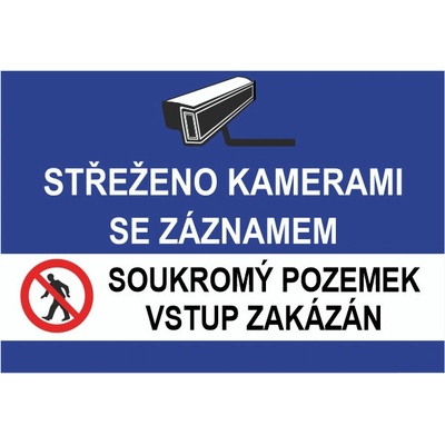 TABULE bezpečnostní Střeženo kamerami se záznamem soukromý pozemek 08874 A5