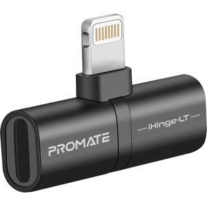 ProMate Преходник ProMate, 2-in-1 Audio and Charging Adaptor with Lightning Connector 2.4A Pass Through Charging 48KHz Audio Output, черен