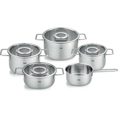Fissler Súprava hrncov PURE, sklenené pokrievky na hrniec, sada 5 ks, strieborná, nerezová oceľ
